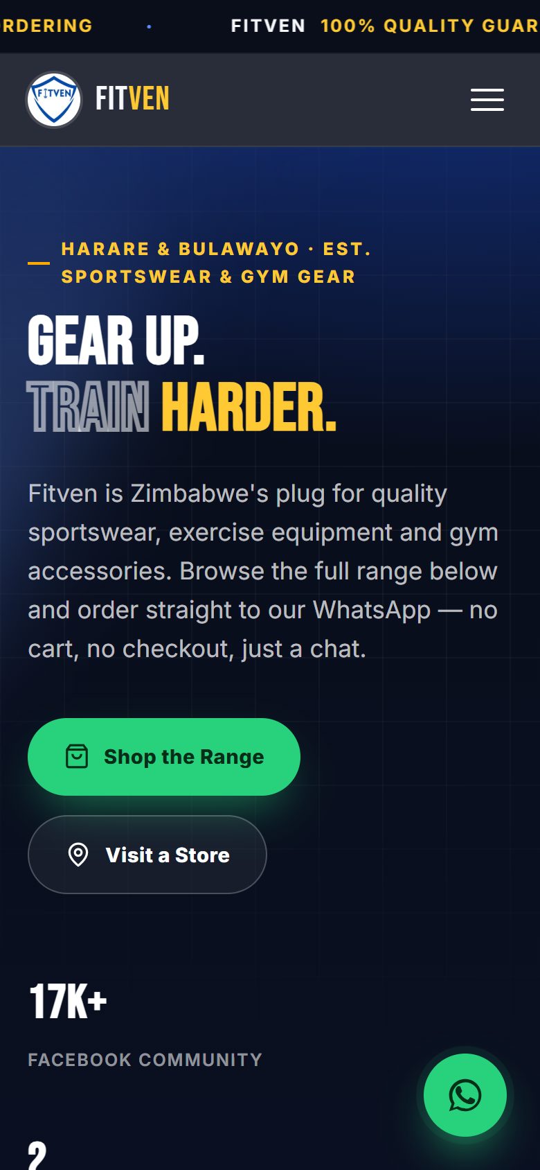 Fitven ZW website on a phone